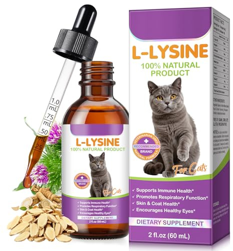 Tamiodfo Lysin für Katzen 60ml, Katze L-Lysin Ergänzung Unterstützung Immun für Katzen Atemwege, Niesen, fließende Nase, Augenfunktion, hilft stärken natürliche Abwehr - Chicken Flavor
