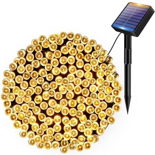 Kolpop Solar String Lights Outdoor Garden, 12M/39ft 120 LED Solar Powered Fairy Lights Outside 8 Modes Waterproof Solar Garden Lights for Trees Patio Fence Wedding Party Christmas Decor (Warm White)