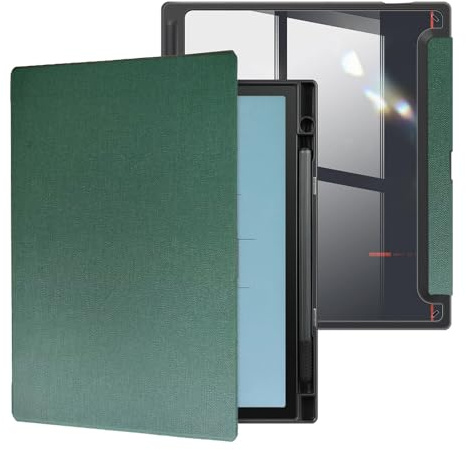 Schutzhülle für Boox Note Air3 C/Note Air 3 B/W E Ink Tablet ePaper 2023 – [integrierter Stifthalter] Hybrid-Schutzhülle mit transparenter Rückseite, automatischer Schlaf-/Wachmodus, Grün