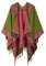 Urban GoCo Femmes Rétro Imprimé Châle Cape Manteau Tassel Poncho Cardigan (#2 Vert)