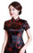 Shanghai Story Chemise chinoise Cheongsam à manches courtes pour femme, Fleur noire et rouge, M