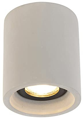 Qazqa - Landhaus I Vintage Ländlicher runder Aufbaustraher Beton - Deep I Wohnzimmer I Schlafzimmer - SteinI Zylinder - LED geeignet GU10
