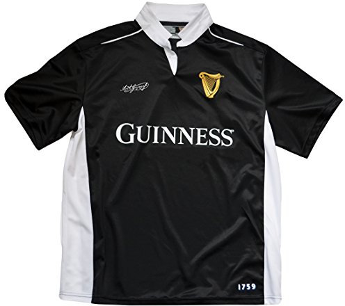 Guinness Schwarzes/weißes Performance Kurzarm-Rugby-Shirt (XXL)