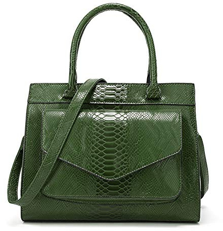 KEEPOP Frauen Handtasche Große Kapazität Stilvolle Schlange PU Leder Umhängetasche Einfache All Match Crossbody Geldbörse Satchel Grün