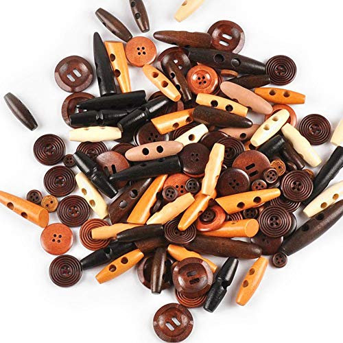 Nsiwem Holzknöpfe 120 Stück Deko Knöpfe Kokosknöpfe Kinderknöpfe Mischung Knöpfe Natur Holz Knöpfe 2/4 Löcher für Scrapbooking Deko DIY Basteln Nähendeko knöpfe
