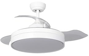 TECHBREY Ventilador de Techo Dalori con Plafón LED y Mando a Distancia, 6 Velocidades, Temporizador, Silencioso, Color Blanco 106cm Motor DC 3 Aspas Sistema Reverse Air Dual, Modos Verano e Invierno