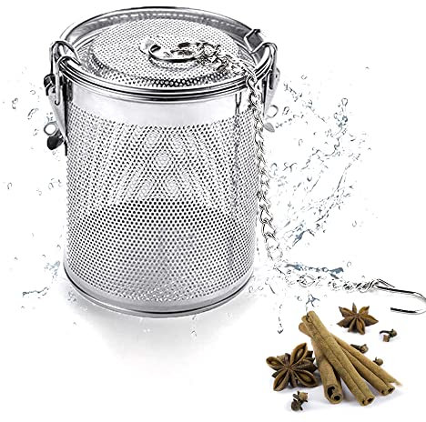 Tea Infuser Mesh, Stainless Steel Cooking Infuser, Tea Filter, Spice Seasoning Strainer, with Chain Hook for Loose Leaf Tea Seasoning Spices Herbs Coffee, Silver (10cm/3.94 Inch)