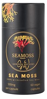 Sea Moss Capsules (1000mg per Day) | 60 Vegan Capsules | Wildcrafted Sea Moss from Grenada (Also Known as Irish Moss) | Non GMO | Dr Sebi Approved (Sea Moss)
