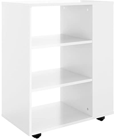 vidaXL Rollschrank mit Fächern Rollcontainer Büroschrank Aktenschrank Bürocontainer Schrank Büro Druckerschrank Hochglanz-Weiß 60x35x75cm Holzwerkstoff