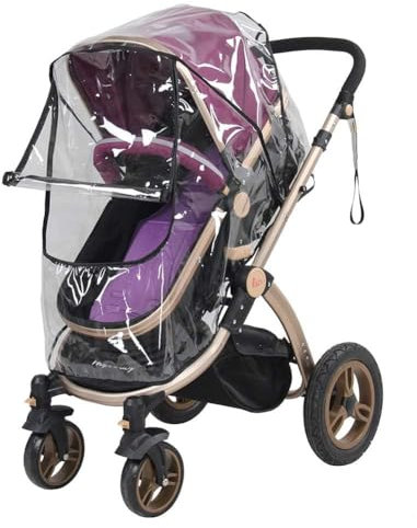 Kinderwagen-Regenschutz, transparent, winddicht, wasserdicht, Baby-Reise-Wetterschutz mit Fenster-Design, universelles Kinderwagen-Zubehör, schützt vor Staub, Wind, Regen, Schnee und Kälte