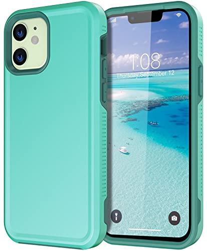 CASELIVE for iPhone 12/Pro Case [Shockproof] [Dropproof] Tempered Glass Screen Protector - Heavy Duty Protection - Teal