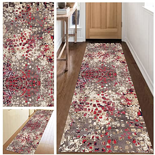 KCYXSMAX Teppich Läufer Flur Bunter Muster Küchen Teppich 90 * 180cm Weich Polyester Lange Küchenläufer für Korridor Schlafzimmer Wohnzimmer Geometrisches Waschbar Meterware Anpassbar