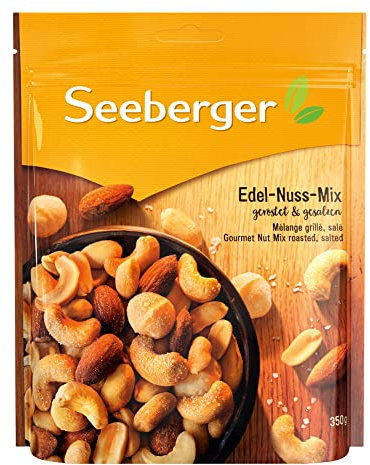 Seeberger Edel-Nuss-Mix: Nuss-Kern-Mischung aus leckeren Erdnusskerne, Mandeln, Cashewkerne und Macadamias - geröstet & gesalzen, vegan (1 x 350 g)