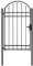 Mogou Fence Gate with Garden Rose Arch, Garden Metal Arch, Garden Climbing Plants,ed Top Steel 100x175 cm Black