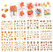 Fall Nail Art Supplies - Autumn Maple Leaves, Pumpkin, Turkey Stickers - Thanksgiving Themed Water Transfer Decorations - 12 Sheets/Set