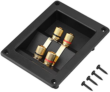 Caja de Altavoces Terminal Cup, 4 Cobre Binding Post Subwoofer Box Speaker Terminal Plates para DIY Home Car Stereo Speaker