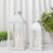 JHY DESIGN Set di 2 lanterne decorative, 44,5 cm & 24 cm di altezza, Lanterne esterne bianche per candele, Lanterne sospese per interni, eventi, matrimoni, stile vintage (bianco)
