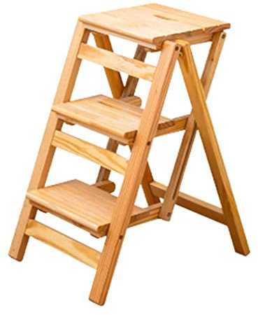 VNABO Sgabello Pieghevole, Panca Multifunzionale Scale Telescopiche A Pedale Largo in Legno A Forma di A per Scalette da Cucina 330lb