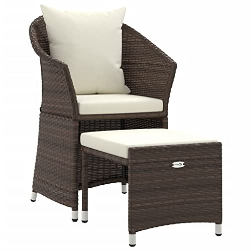 Revera Gartensofa-Set 2-teilig mit Kissen aus Polyrattan braun