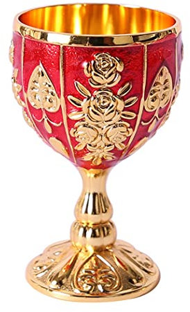Lioaeust Verre à vin rétro en métal de 30 ml pour bar, champagne, cocktail, martini, vin, whisky, verres à vin vintage (citrouille dorée, rouge)