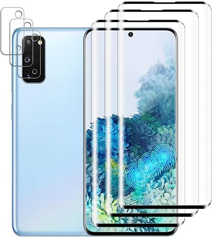Tzstz 3+3 Pièces Verre Trempé Protecteur,pour Samsung Galaxy S20 4G/ 5G,3D couverture plein écran,Dureté 9H,Anti Rayures,Samsung Galaxy S20 D'écran Protecteur