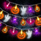Halloween Deko Lichterkette, 20 LED Halloween Lichterkette mit Kürbis Geister Fledermaus Anhänger Spinne, 2 Modi LED Lichterkette Außen Halloween Deko für Halloween Innen und Außen Garten Festen