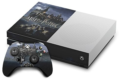 Head Case Designs Offizielle Harry Potter Schloss Grafiken Vinyl Haut Gaming Aufkleber Abziehbild Abdeckung kompatibel mit Xbox One S Console and Controller Bundle