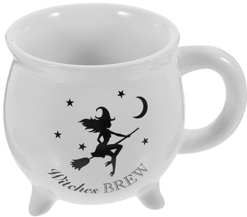 Tofficu Halloween Keramik Hexenbecher 15Oz Weiß Magische Tasse Für GeträNke Und Festliche Dekoration