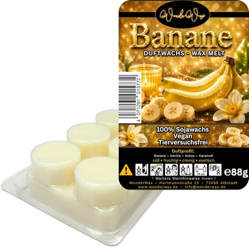 WonderWax® Duftriegel 6 x Duftwachs Kreise Weiß Banane | Farbe: Weiß | Raumduft für Duftlampen, Wax Melt, Sojawachs, Indoor Duftöl Wachs schmelzen für Aromalampe