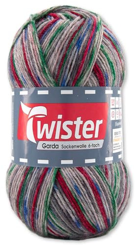 Frida's Wollhaus Twister 150 g Garda 6-fach Sockenwolle Stricken Häkeln Schurwolle Garn 14 Farben (730 | Forest Color)
