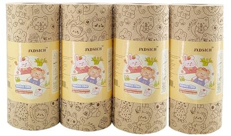 JXDSICH Durable Bamboo Kitchen Paper Towels,Unbleached Bamboo Fiber with Rayon,Dry and wet use, Thickened 4 paper Towel Rolls each carton,Hand washable only,Not machine washable