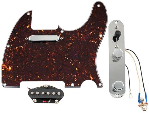 Musiclily Pro Pre-wired Standard Tele Pickguard and Loaded Control Plate with Artec Pickups Alnico 5 Magnet for TL Style Electric Guitar, 4ply Tortoise Shell