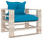 UTSRABFA Schlafsessel Küchenbank Wohnzimmer Couch Garten-Palettensofa mit Blauen Kissen Kiefernholz Geeignet für Schlafzimmer, Esszimmer, Wohnungen, Lofts