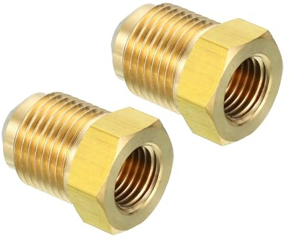 PATIKIL 1/4 Innen x 3/8 Außen Reduzierstück, SAE 45 Grad 2 Stück | 5/8-18UNF auf 7/16-20UNF Flare Messing Adapter Flare Reduzierverlängerung für Luft-, Gasleitungen
