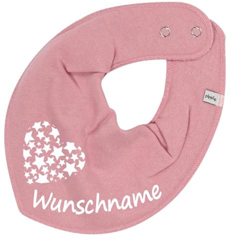 HALSTUCH mit Namen oder Text personalisiert für Baby oder Kind aus Baumwolle in Einheitsgröße Sternherz altrosa