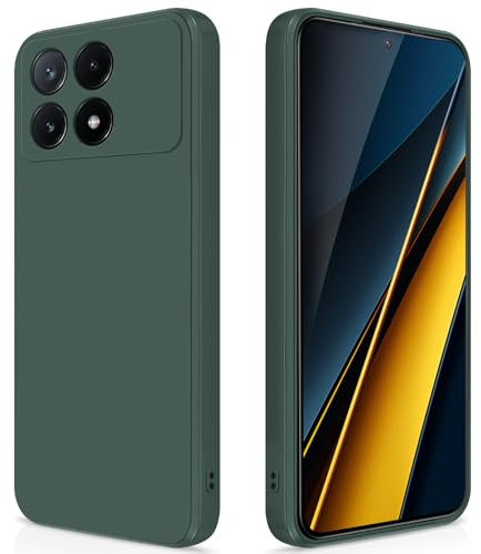 GiiYoon Cover per Xiaomi Poco X6 Pro 5G/Redmi K70E Custodia in Silicone, Custodia Antiurto Case Sottile in Silicone TPU con Strato Interno in Fibra e Protezione della Fotocamera, Verde
