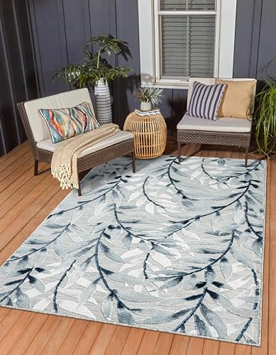 MY-RUG Outdoorteppich wetterfest 100 x 160 cm | UV-beständig & robust für Garten, Terrasse, Balkon | kurzflor waschbarer Outdoor Teppich für Vorzelt | Vorzeltteppich, Campingteppich | Laurel II Grau