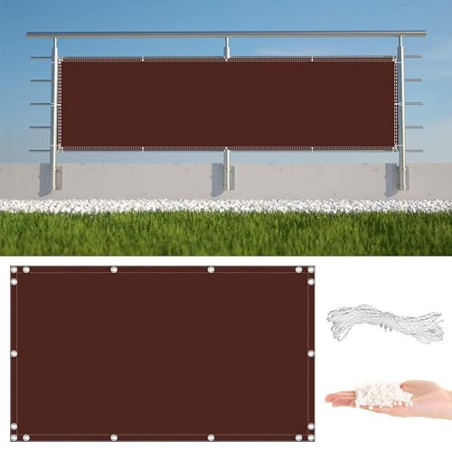 Balkon Sichtschutz Sandfarbe 125x750cm, Leicht Transparent Wind- und UV-Schutz Wetterfest, Ohne Bohren, mit Montagezubehör - Balkonumspannungen für Balkon Garten Terrassen die Seite