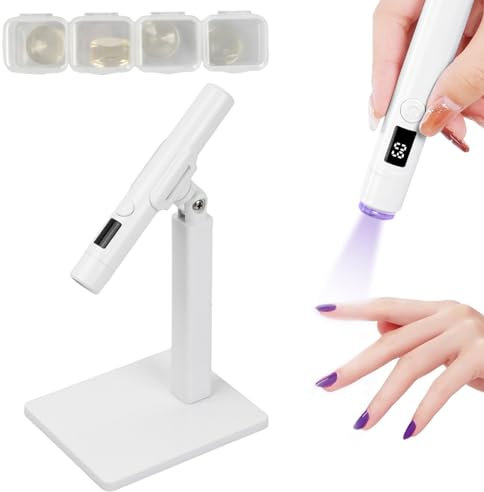 Mini Handheld UV Nail Lamp for Gel Polish with Stand, LED sreen Nail Lamp USB Rechargeable Cordless Portable Nail Dryer Light for Curing Glue Gel Nail Gems, Fast Drying, Gift for Women