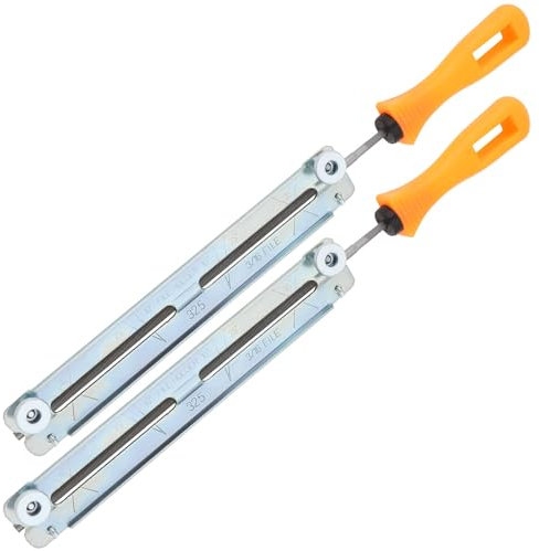 OTOTEC 2 Sets 4.8mm Chain Saw Sharpener Kit Chainsaw File Holder with Plastic Handle Electric Chain Saw File Grinding for Cutting Machine