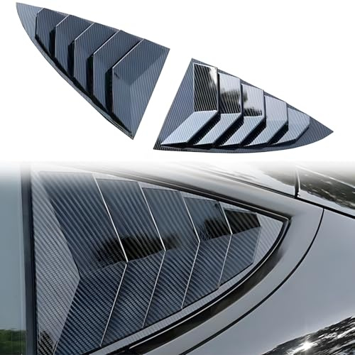 YJMOTOR for Model 3 Rear Side Window Shutter Cover Louver Sport Style Exterior Decoration fit for Tesla Model 3 2017-2024 Accessories (Glossy Carbon Fiber Pattern)