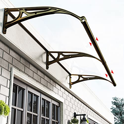 Front Door Canopy Outdoor Awning Porch Canopy Outdoor Awning Patio awnings Large Sink Transparent Front Door Canopy Awning,Outdoor Garden Patio Porch Awning Shelter,Balcony Eaves Rainproof Polycarbon