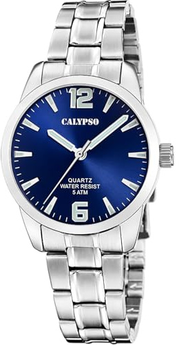 Calypso Analoge Damenuhr K5867/3 Quarz - Wasserfest 5 ATM Hochpräzises Uhrwerk - Eleganter und Klassischer Stil - Versilbertes Edelstahlarmband - Basic