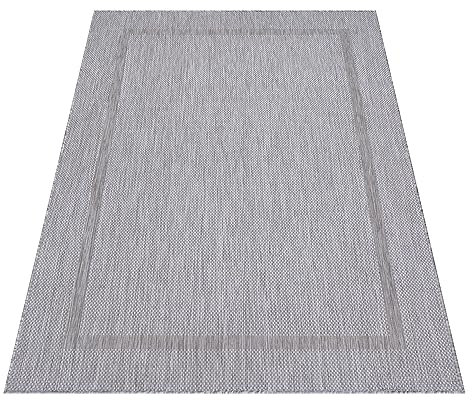 Stilvoll Günstig by ELMM Teppich Outdoor Balkon Garten Außenbereich Silber 200 x 290 Unicolor - Einfarbig Kurzflor