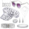 8 Stück 70s Disco Accessoires, 70er jahre Kostümzubehör mit Pailletten Hut Sonnenbrille Ohrringe Armband Gürtel 1970s retro Hippie Kostüm für Karneval Thema Party Silvester Outfit