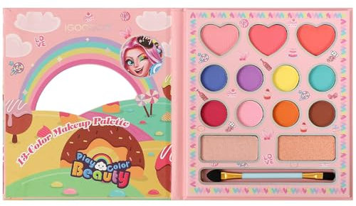 Kit de Maquillaje Niñas, 13 Colores Set de Maquillaje para Niña con Espejo, Juego de Maquillaje Infantil Lavable, Set de Maquillaje Seguro y No Tóxico para Cumpleaños Fiesta