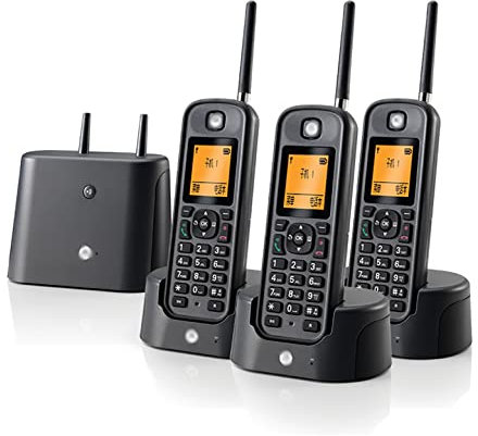 CAFIEDR Telefon 2,4 GHz digitales schnurloses Business-Telefon, orangefarbene Hintergrundbeleuchtung, 100 Telefonspeichergruppen, wasserdichtes IP67-Design, Freisprecheinrichtung(Orange, 3 Stück)