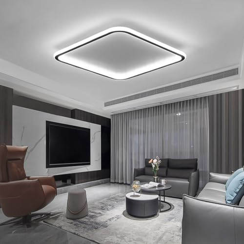 Mikeru Cooles Licht Deckenleuchten, 60cm Bündig montiert Deckenleuchte 6500K Quadratische LED-Deckenleuchte Ultradünnes Licht für das Badezimmer 5cm Dicke Küche Deckenleuchten für Büro, Wohnzimme
