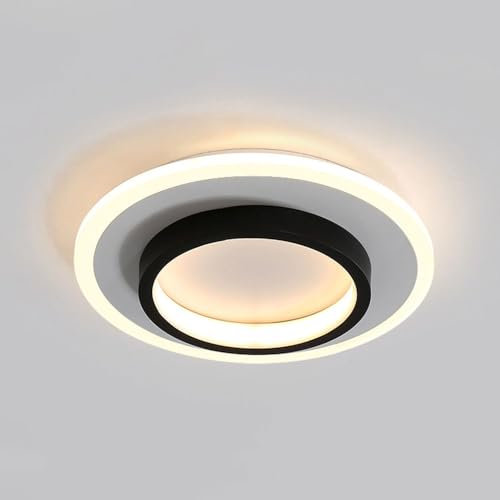 Wylolik Weiße/schwarze LED-Korridorleuchte, 20 W, Deckenleuchte für den Eingangsbereich, Einbauleuchte in Deckennähe, nordische, minimalistische Beleuchtungskörper aus Acryl für Flur, Küche, Foyer