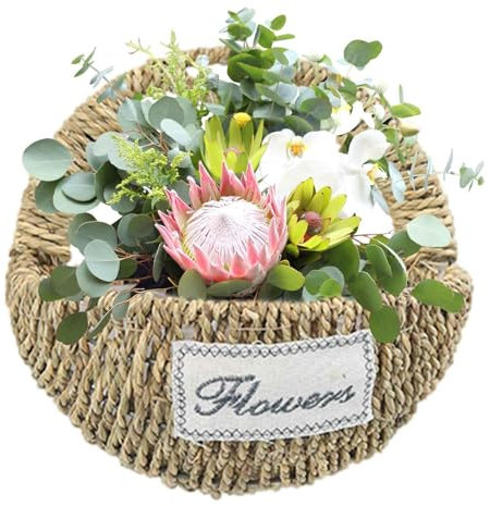 Woven Flower Basket,Wall-Mounted Planter Baskets with Handles - Decorative Heart Design Wall Basket Flower Basket for Home Garden